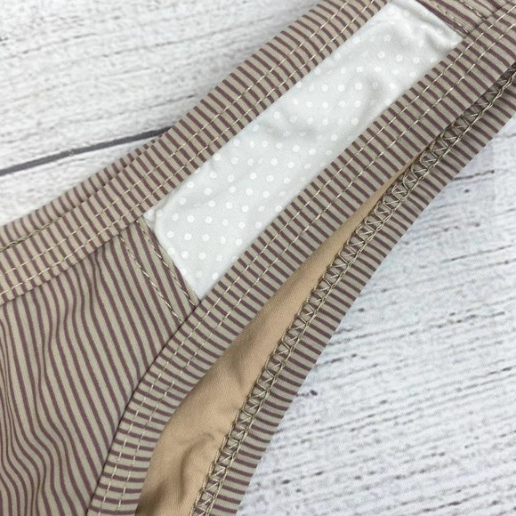 NEW Sun Kitten Ladies Tan and Grey Stripe Polkadot Swim Bikini Bottom XS - Picture 4 of 7